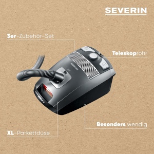 Aspirator SEVERIN BC 7045, putere 750W, capacitate 3L, culoare platingraugranatrot - Img 2