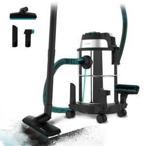 Aspirator solid si lichid Cecotec 16 L Conga Rockstar Wet & Dry Steel. 1200 W, 20 kPa, Functie dubla: Vid si suflanta, Structura metalica, Roti, Raza de actiune 5m