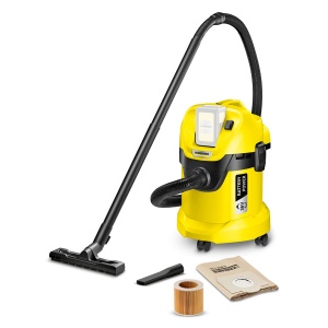 Aspirator umed/uscat fara fir Karcher 36 V WD 3 Baterie, filtru cartus, furtun de aspiratie: 2 m, dimensiunea recipientului: 17 l, putere: 300 W, utilizabil cu acumulatorul Karcher 36 V, fara baterie, negru/galben - Img 1