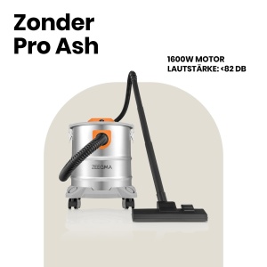 Aspirator uscat Zeegma ZONDER PRO ASH pentru cenusa si moloz, aspirator industrial 1600W, rezervor din otel inoxidabil 20 L, filtru HEPA, cablu functie de suflare 5 m - Img 2