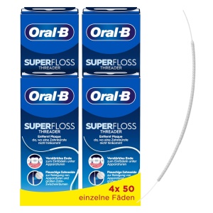 Ata de dinti Oral-B Superfloss, 50 fire pre-taiate, pentru igiena dentara, albastra - Img 1