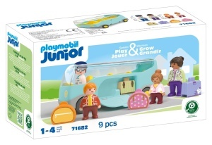 Autobuz de calatorie PLAYMOBIL JUNIOR, 9 piese, din plastic biobazat - Img 2