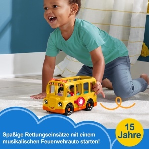 Autobuz scolar jucarie Fisher-Price cu muzica si lumini, 2 figurine - Img 2
