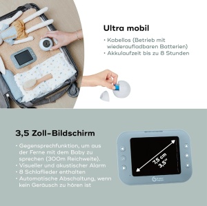 Babyphone cu camera Babymoov YOO ROLL - 10 ore autonomie, display 3,5 inch, noapte - Img 4