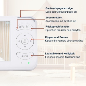 Babyphone Video GRUNDIG cu Camera, Monitor 5 Inch, Infrarosu - Img 5