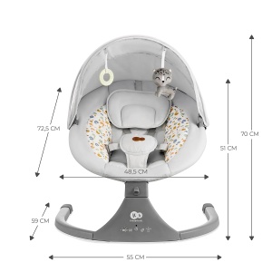 Babywippe electrica Kinderkraft LUMI 2, 2-in-1, 5 moduri de balansare, gri - Img 3