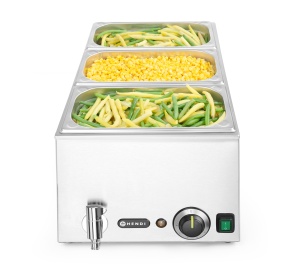 Bain-Marie HENDI GN 11, 1000W, din inox, cu ablashahn - Img 3