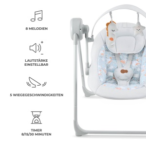 Balansoar electric Kinderkraft SWINGEE, 5 viteze, 8 melodii, gri - Img 3