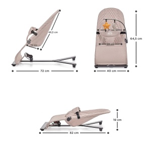 Balansoar pentru bebelusi Kinderkraft MIMI, design minimalist, 2 jucarii incluse, bej - Img 6