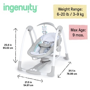 Balansoar si sezlong portabil Ingenuity ConvertMe 2-in-1 Raylan vibratii si sunete pentru bebelusi 0-9 luni - Img 4