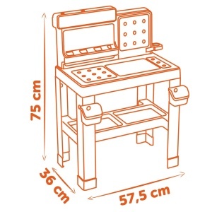 Banc de lucru pentru copii Smoby BlackDecker cu 79 accesorii, din plastic reciclat - Img 4