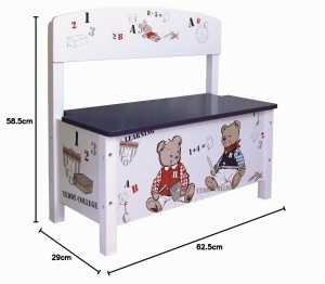 Banca de depozit pentru copii Truhenbank Teddy College, alba, din MDF, 30 cm - Img 5