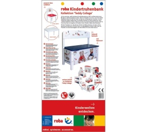 Banca de joaca Truhenbank Teddy College, 30 cm, alba, din MDF si lemn masiv - Img 3