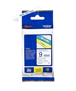 Banda de Etichete Brother TZe-223, 9mm x 8m, Albastru pe Alb, Laminata