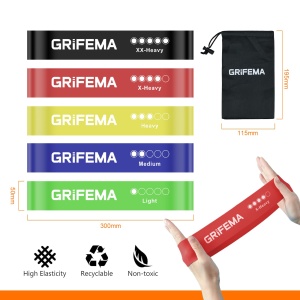 Banda elastica GRIFEMA GAK5001, set 5 benzi, 5-40 Ibs, latex, portabile - Img 2