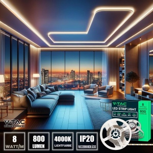 Banda LED V-TAC 8W, 5 metri, 800 Lumen, Neutru 4000K - Img 6