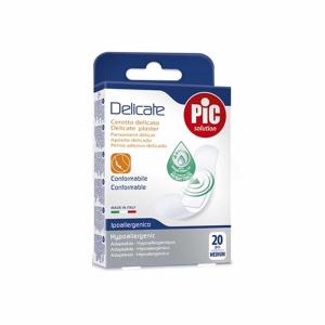 Bandaj Adesiv Antibacterian PIC Delicate 19x72 mm, 20 bucati