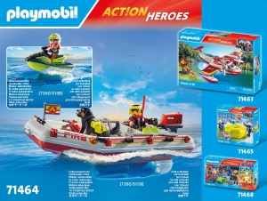 Barca de pompieri PLAYMOBIL 71464 cu Aqua Scooter, accesorii incluse, pentru copii de la 4 ani - Img 8
