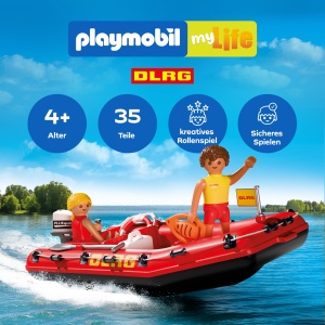 Barca de salvare PLAYMOBIL My Life 72280 cu motor si accesorii pentru copii - Img 2