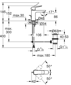 Baterie baie GROHE Dice 1018560000 crom economisire apa montaj usor - Img 2
