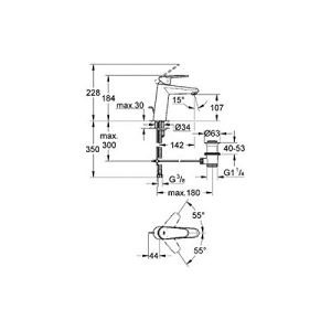 Baterie baie GROHE Eurodisc Cosmopolitan 23448002 crom functie eco de economisire a apei - Img 4
