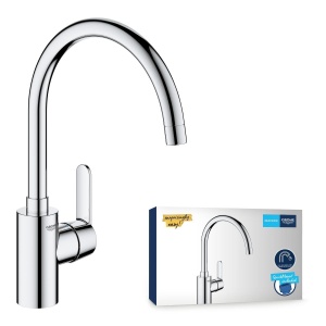 Baterie bucatarie GROHE Get 31494001 crom inaltime mare rotire 150deg economisire apa