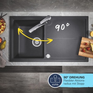 Baterie bucatarie GROHE Start 303072431 negru mat brat extensibil economisire apa - Img 6