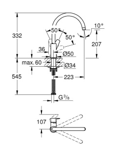 Baterie chiuveta bucatarie GROHE StartEdge 30529001 crom rotire 360deg montaj fara scule - Img 3