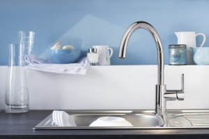 Baterie de bucatarie GROHE BauEdge, crom, 360 rotire, inaltime mare - Img 3
