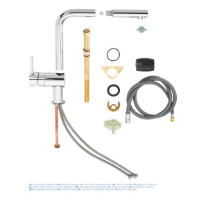 Baterie de bucatarie GROHE Minta, inalta, cu dus extractabil, 2 tipuri de jeturi - Img 4