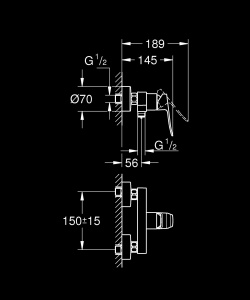 Baterie dus GROHE Dice mat negru design minimalist economisire apa si energie - Img 2