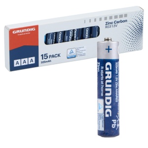Baterii AAA Grundig R03 Zinc Carbon 1.5V 325mAh 15 buc