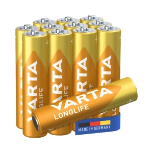 Baterii AAA VARTA Longlife, 12 bucati, Alkaline, Lunga durata