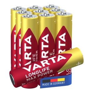 Baterii AAA VARTA Longlife Max Power, 10 bucati, Alkaline, 1,5 V
