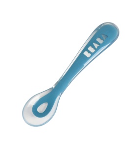 Beaba 913455 Set Farfurie cu Ventuza si Lingurita Albastru Silicon - Img 2