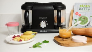 BEABA - Babycook Duo - Aparat de mancare pentru bebelusi 4 in 1 - Abur delicat - Gatit rapid cu abur in 15 minute - XXL Capacitate: 2x200 ml - Negru, 1 bucata (1 pachet) - Img 5