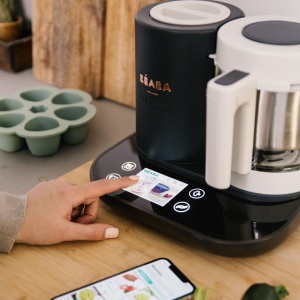 BEABA - Babycook Smart - Conectat - Aparat de mancare pentru bebelusi - Cantar integrat - Bol de sticla - Cos din otel inoxidabil - Capacitate mare 2.25L - Aburi delicat - Ecran tactil/aplicatie - Antracit - Img 7