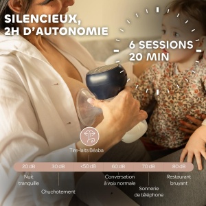 BEABA, Pompa de san electrica Simpla, mobila si usoara, 3 niveluri, 9 niveluri, silentioasa, capacitate 180mL, lumina de noapte, cronometru, functie de memorie, 6 sedinte, functie de incarcare USB C, Albastru de noapte - Img 5