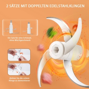 Bear Mini Zerkleinerer 600W 2L18L 2 viteze lame din otel inoxidabil - Img 5
