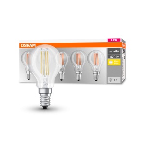 Bec LED Osram E14 4W Lumina Calda 2700K Echivalent 40W Transparent - Img 1