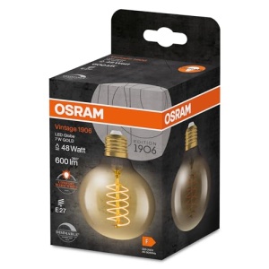 Bec LED OSRAM Vintage 1906, 7W, 600lm, dimabil, sticla aurie - Img 6