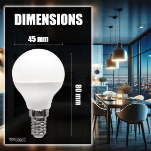 Bec LED V-TAC 3x E14 P45-4.5W (echivalent cu 40W) - Pachet de 3 - 470Lumeni - Becuri LED - Bec de economisire a energiei - Lumina 4000K Alb Neutru, Alb Rece - Img 6