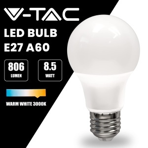 Bec LED V-TAC E27 8,5W (echivalent 60W) 3000K Warmwhite, 3 bucati - Img 3