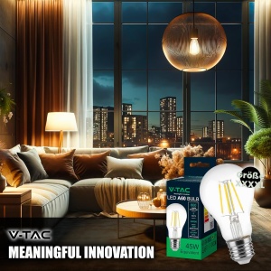 Bec LED V-TAC E27 Filament A60, 6W, 600 Lumen, 3000K, 4 bucati - Img 8