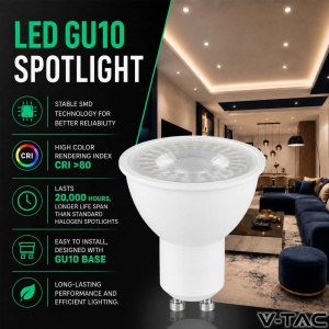 Bec LED V-TAC GU10 6W, 445 Lumen, 3000K, 10 bucati - Img 4
