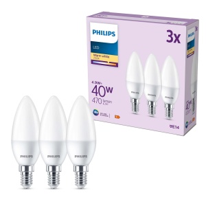 Becuri LED Philips Classic E14 40W Lumina Calda Set 3 Bucati