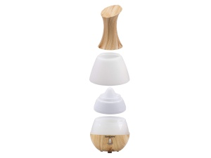 BEPER 70.405 Difuzor cu ultrasunete, Lumini LED cu 7 culori interschimbabile, Rezervor 235 ml, Design silentios si inovator, Cabluri si adaptoare incluse, alb ed efect lemn - Img 2