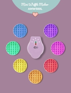Bestron Mini Waffeleisen AMW500L Lila Mat Antiaderent Design Retro - Img 3