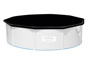 Bestway PVC Abdeckplane O 493 cm Negru Protectie pentru Piscine Rotunde