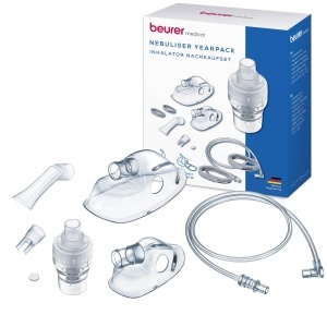 Beurer IH 16 Yearpack, accesorii extinse cu nebulizator, recipient pentru medicamente, mustiuc, masca pentru copii, masca pentru adulti, 5 filtre de schimb, set de nebulizator pentru inhalatorul IH 16, dezinfectabil